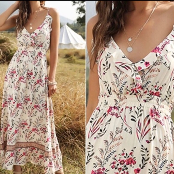 Floral Print Bohemian Maxi Dress - Picture 6 of 6